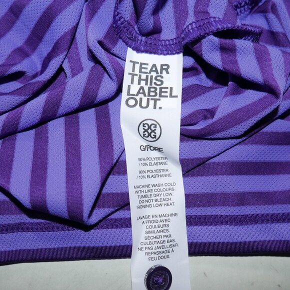 G/FORE Perforated Golf Polo Shirt Mens Size S Purple Stripe Moisture Wicking NWT - Picture 8 of 10